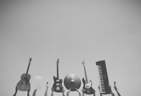 Musicians holding their instruments